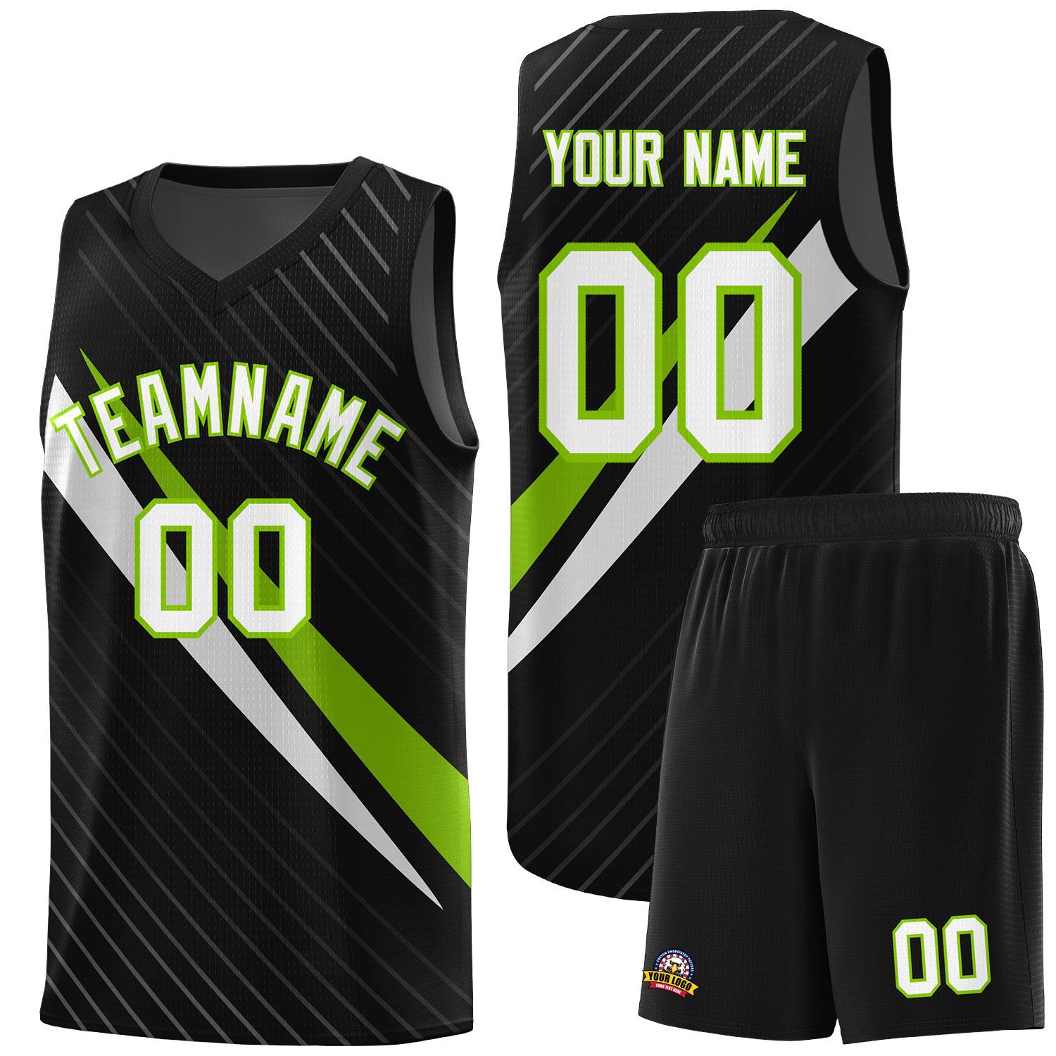 Custom Black Diagonal Pinstripe Pattern Color Block Sports Uniform Basketball Jersey
