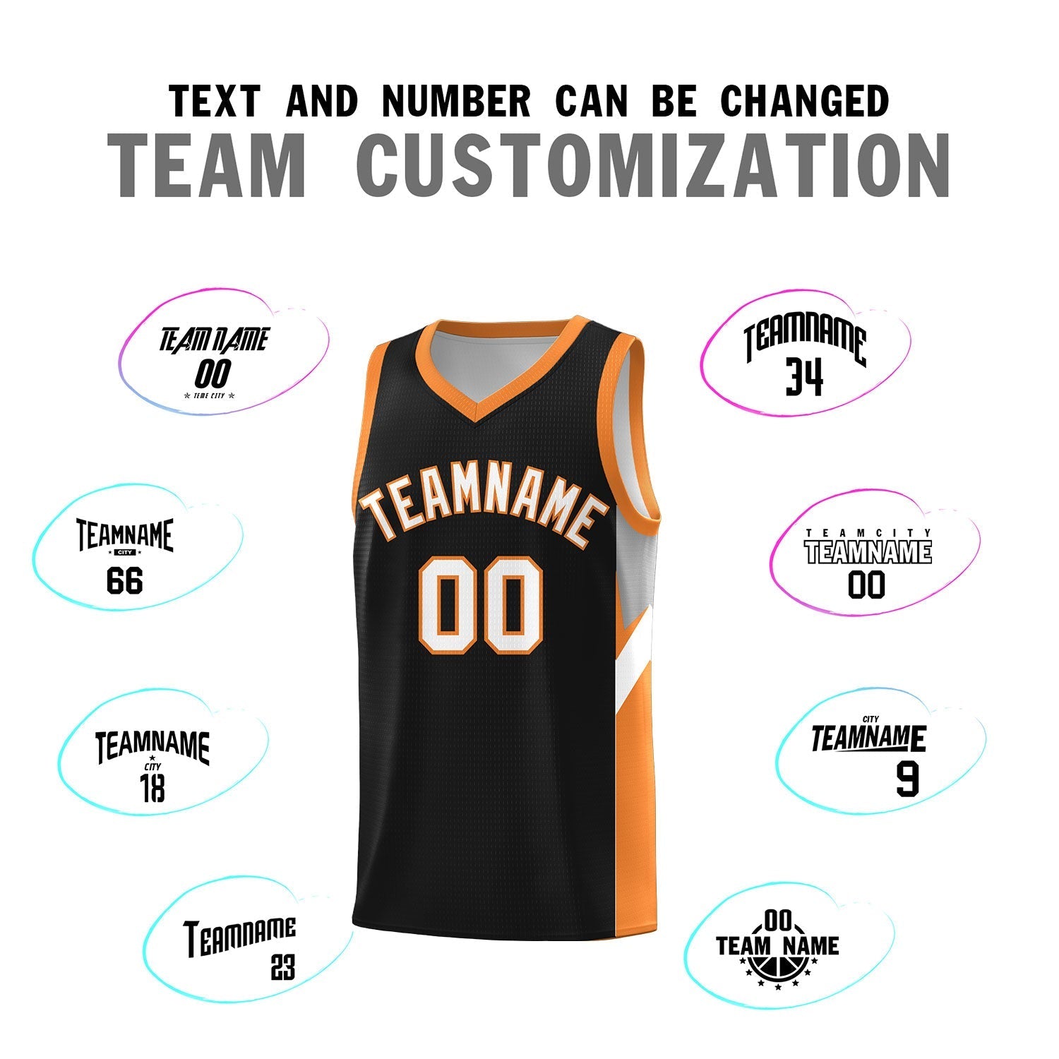 Custom Black Gold Orange Side Design Sets Sports Uniform Basketball Jersey
