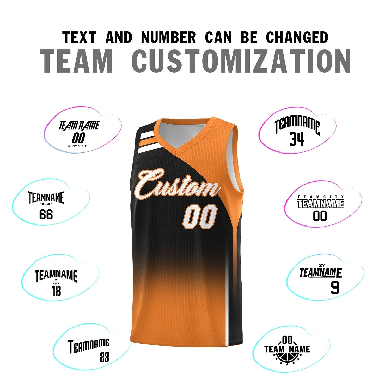 Custom Black Gold Orange Gradient Fashion Sets Sports Uniform Basketball Jersey