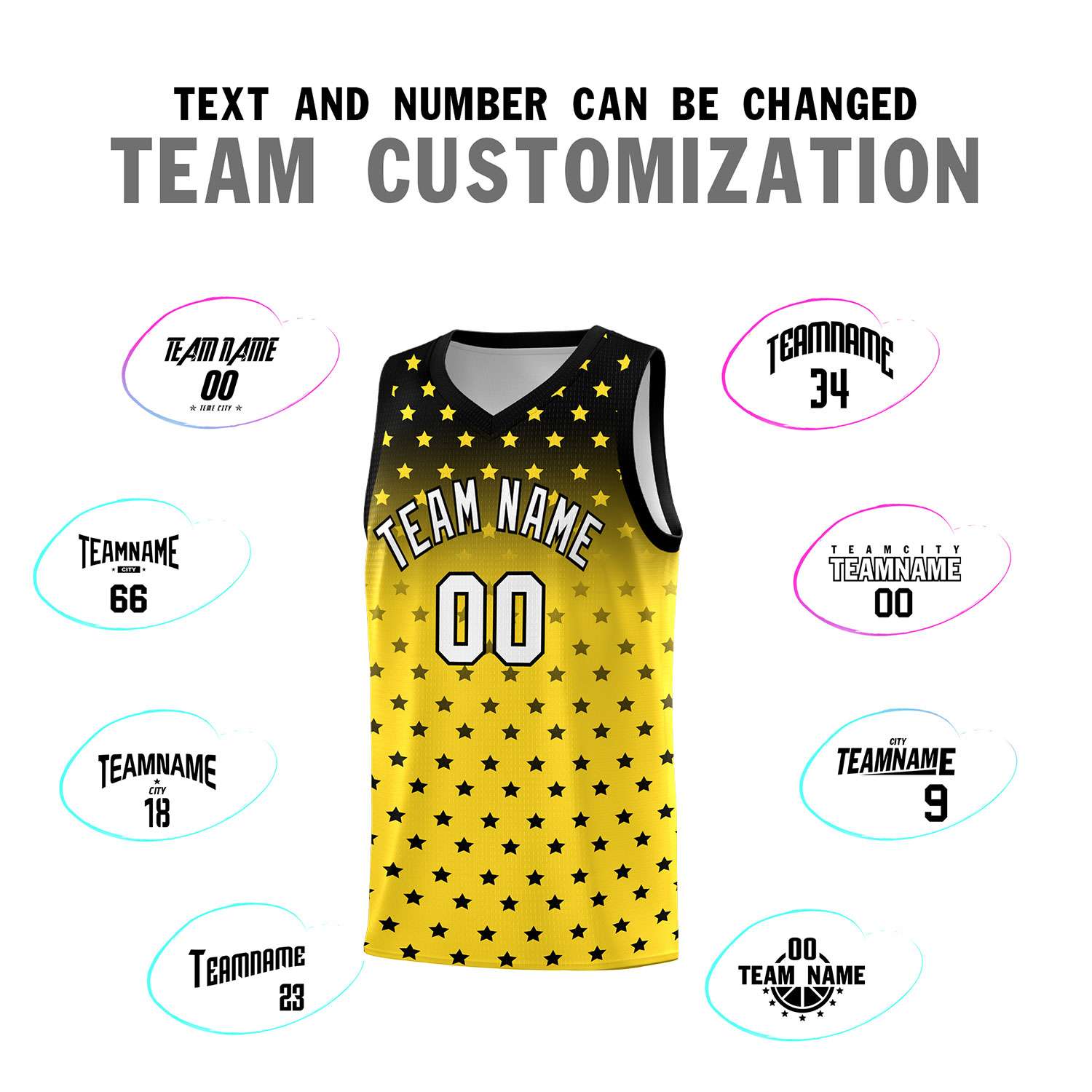 Custom Black Gold Gradient Start Pattern Basketball Jersey Sets