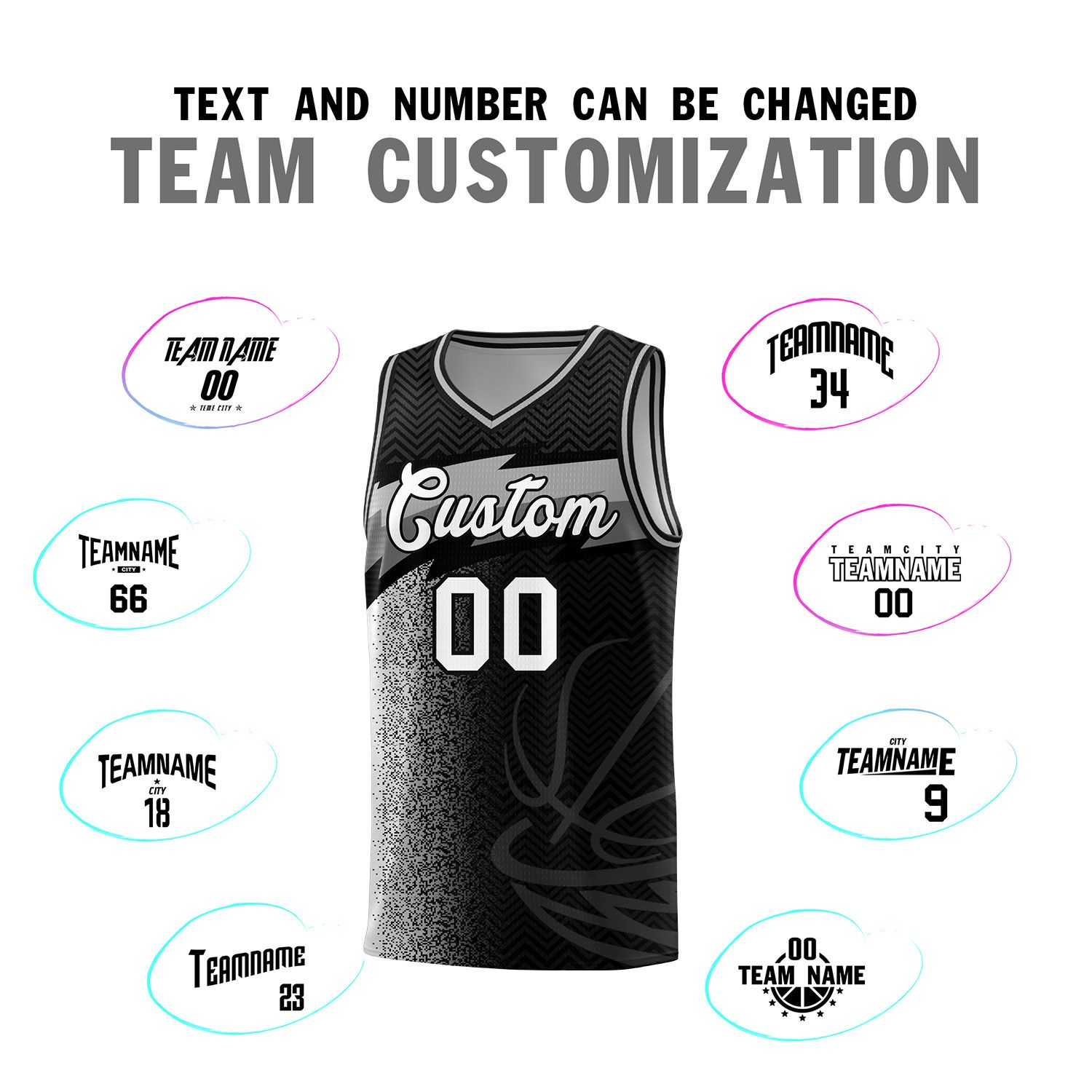 Custom Black Dot Scatter Graffiti Pattern Sports Uniform Basketball Jersey