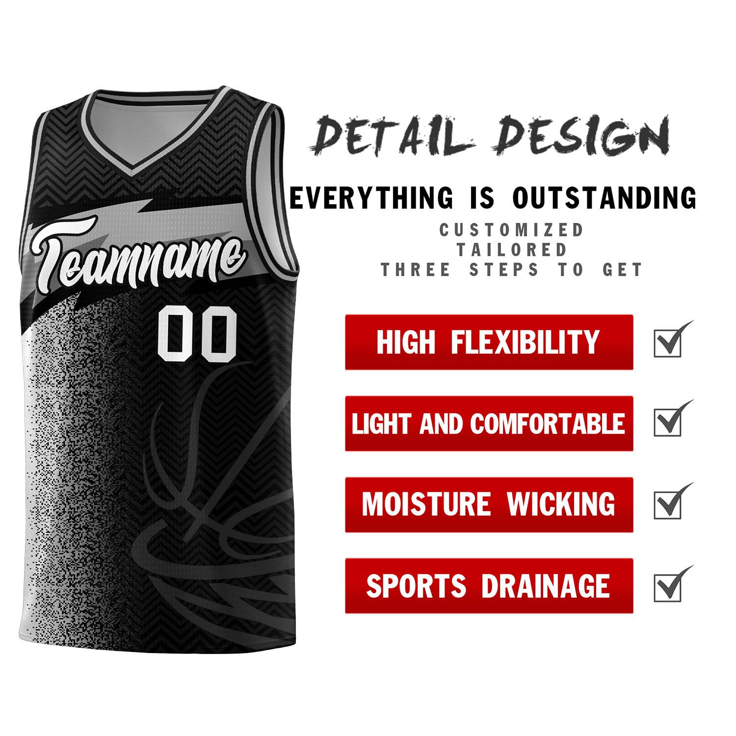 Custom Black Dot Scatter Graffiti Pattern Sports Uniform Basketball Jersey