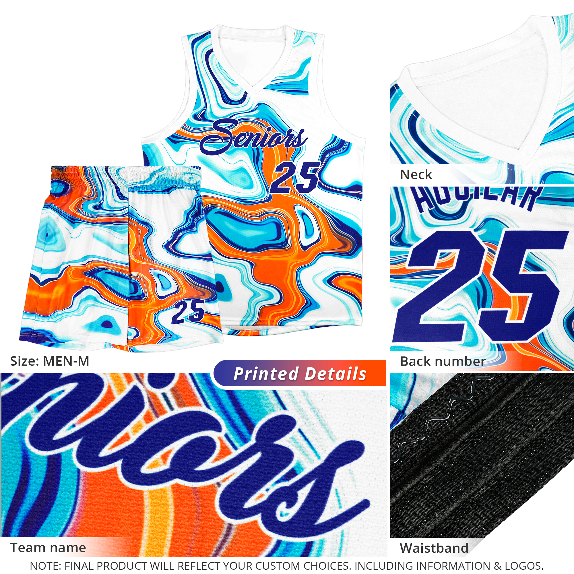 Custom Black Fluid Painting Pattern Sports Uniform Basketball Jersey