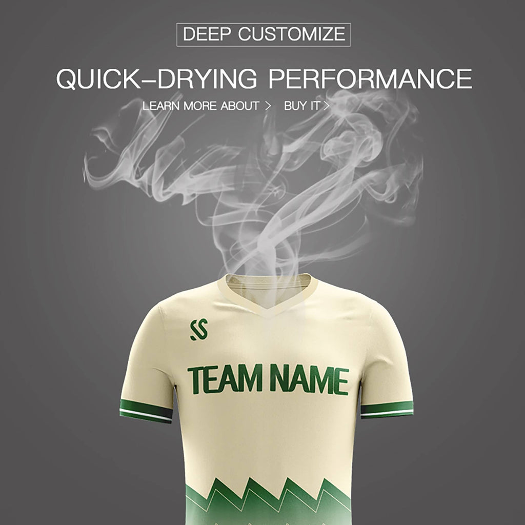 Custom Green Printing Outdoor Breathable Soccer Sets Jersey