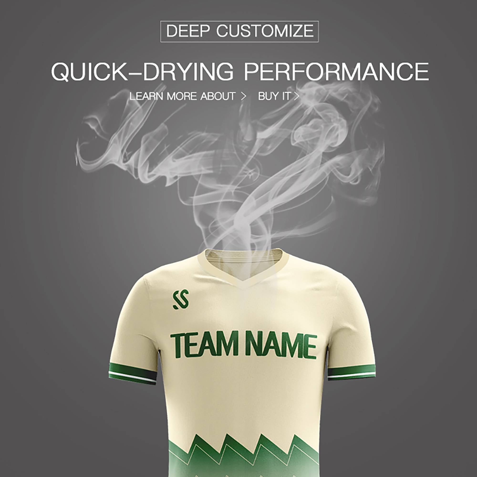 Custom Green Printing Outdoor Breathable Soccer Sets Jersey