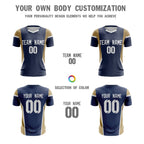 Custom Navy Gold Breathable Sport Soccer Tops Jersey