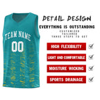 Custom Aqua White Personalized Scratches Pattern Sports Uniform Basketball Jersey