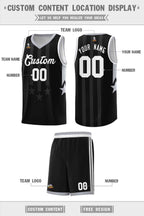Custom Black Gray and White Gradient Star Graffiti Pattern Sports Uniform Basketball Jersey