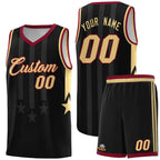 Custom Black Crimson and Khaki Gradient Star Graffiti Pattern Sports Uniform Basketball Jersey