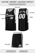Custom Black Gray and White Gradient Star Graffiti Pattern Sports Uniform Basketball Jersey