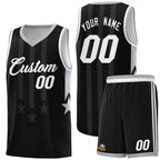 Custom Black Gray and White Gradient Star Graffiti Pattern Sports Uniform Basketball Jersey
