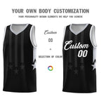 Custom Black Gray and White Gradient Star Graffiti Pattern Sports Uniform Basketball Jersey
