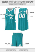 Custom Aqua White and White Gradient Star Graffiti Pattern Sports Uniform Basketball Jersey