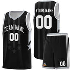 Custom Black Gray and White Gradient Star Graffiti Pattern Sports Uniform Basketball Jersey