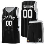 Custom Black Gray and White Gradient Star Graffiti Pattern Sports Uniform Basketball Jersey