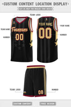 Custom Black Crimson and Khaki Gradient Star Graffiti Pattern Sports Uniform Basketball Jersey