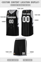 Custom Black Gray and White Gradient Star Graffiti Pattern Sports Uniform Basketball Jersey