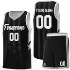 Custom Black Gray and White Gradient Star Graffiti Pattern Sports Uniform Basketball Jersey