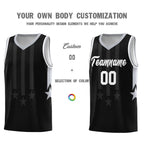 Custom Black Gray and White Gradient Star Graffiti Pattern Sports Uniform Basketball Jersey