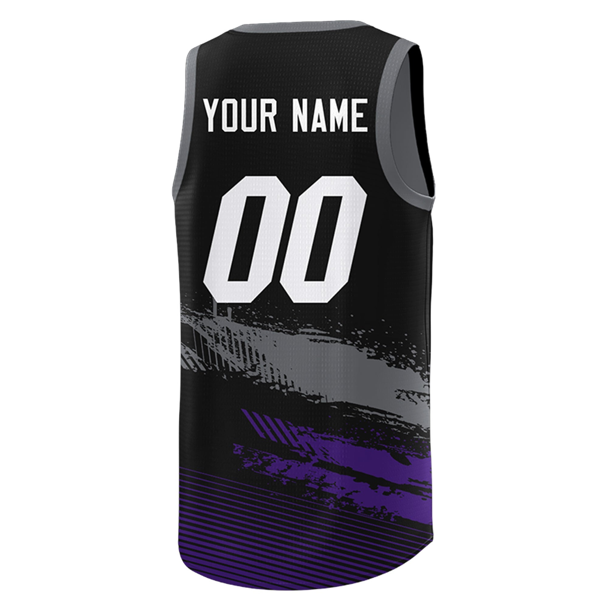Custom Black Grey and Purple Graffiti Pattern Sports Uniform Basketball Jersey