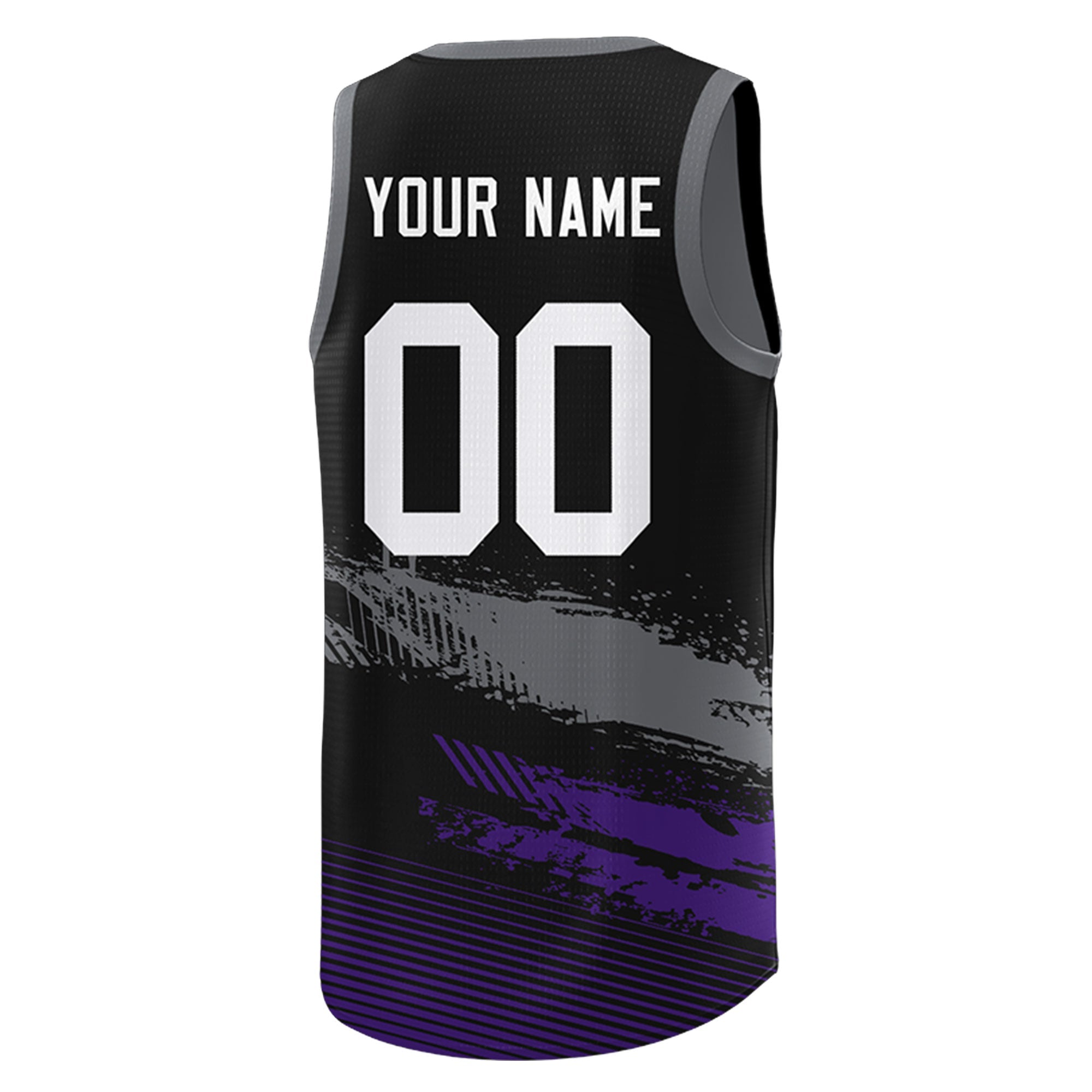Custom Black Grey and Purple Graffiti Pattern Sports Uniform Basketball Jersey