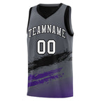 Custom Black Grey and Purple Graffiti Pattern Sports Uniform Basketball Jersey