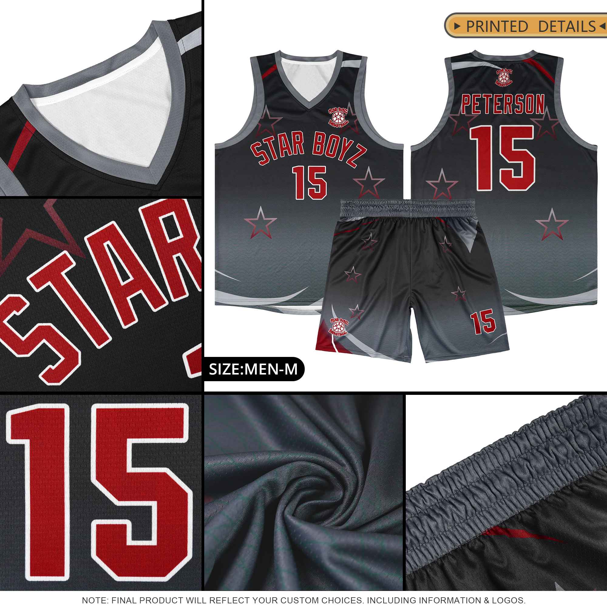 Custom Black Gold Gradient Star Graffiti Pattern Sports Uniform Basketball Jersey