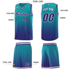 Custom Aqua Purple Gradient Fashion Sets Sports Stripe Uniform Basketball Jersey