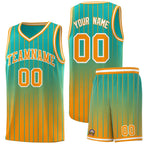 Custom Aqua Orange Gradient Fashion Sets Sports Stripe Uniform Basketball Jersey