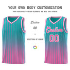 Custom Aqua Pink Gradient Fashion Sets Sports Stripe Uniform Basketball Jersey