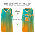 Custom Aqua Orange Gradient Fashion Sets Sports Stripe Uniform Basketball Jersey