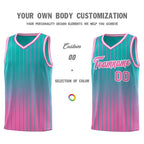 Custom Aqua Pink Gradient Fashion Sets Sports Stripe Uniform Basketball Jersey
