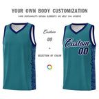 Custom Aqua Navy Personalized Indians Pattern Sets Sports Uniform Basketball Jersey