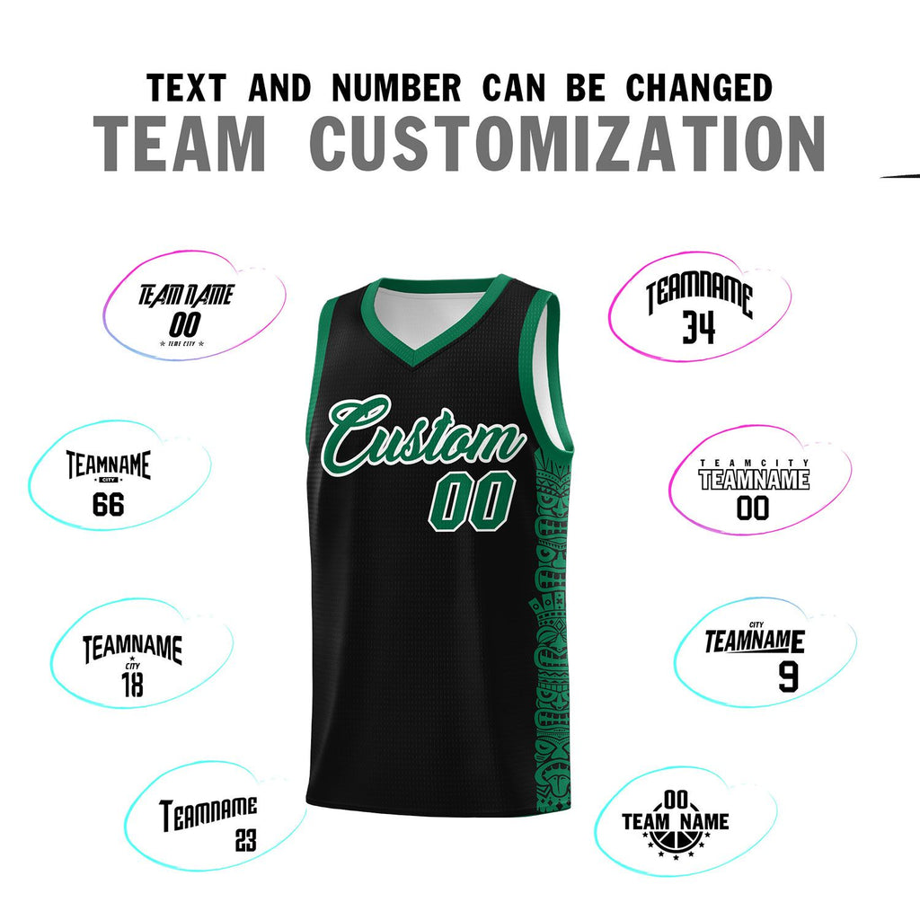 Custom Black Kelly Green Personalized Indians Pattern Sets Sports Uniform Basketball Jersey