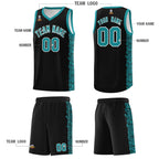 Custom Black Aqua Personalized Indians Pattern Sets Sports Uniform Basketball Jersey