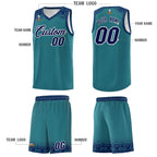 Custom Aqua Royal Personalized Indians Print Sets Sports Uniform Basketball Jersey