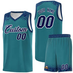 Custom Aqua Royal Personalized Indians Print Sets Sports Uniform Basketball Jersey