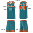 Custom Aqua Orange Personalized Indians Print Sets Sports Uniform Basketball Jersey