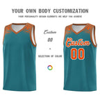 Custom Aqua Orange Personalized Indians Print Sets Sports Uniform Basketball Jersey