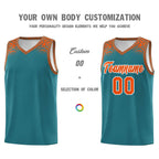 Custom Aqua Orange Personalized Indians Print Sets Sports Uniform Basketball Jersey