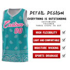 Custom Aqua Gray Personalized Cashew Pattern Sports Uniform Basketball Jersey