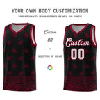 Custom Black Crimson Personalized Cashew Pattern Sports Uniform Basketball Jersey