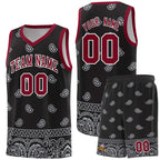 Custom Black Gray Personalized Cashew Pattern Sports Uniform Basketball Jersey