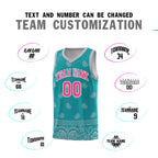Custom Aqua Gray Personalized Cashew Pattern Sports Uniform Basketball Jersey
