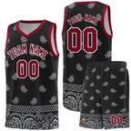 Custom Black Gray Personalized Cashew Pattern Sports Uniform Basketball Jersey