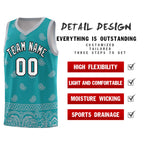 Custom Aqua Gray Personalized Cashew Pattern Sports Uniform Basketball Jersey