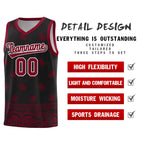 Custom Black Crimson Personalized Cashew Pattern Sports Uniform Basketball Jersey