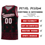 Custom Black Crimson Personalized Cashew Pattern Sports Uniform Basketball Jersey