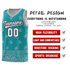 Custom Aqua Gray Personalized Cashew Pattern Sports Uniform Basketball Jersey