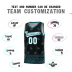 Custom Black Aqua Personalized Cashew Pattern Sports Uniform Basketball Jersey